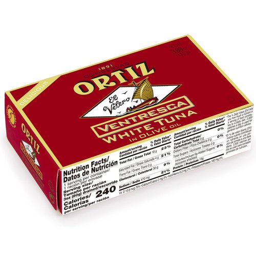 Ortiz Ventresca White Tuna Belly in Oil, 3.95 oz (Pack of 1) | Superior Canned Tuna in Olive Oil | Ortiz Albacore Tuna in Olive Oil | 3.95oz/112g each