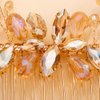 Teyglen Bridal Champagne Rhinestone Crystal Hair Comb Headband Handmade Wedding Hair Pieces for Bride Floral Headpieces Hair Accessories for Women Girls (Champagne)