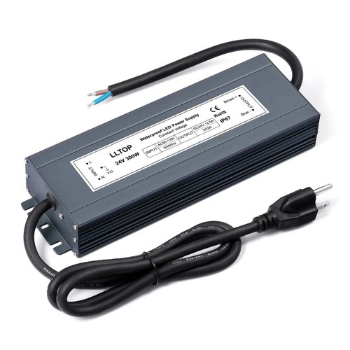 LLTOP LED Power Supply 24V 12.5A 300W LED Driver AC90-130V to 24VDC Converter Low Voltage Transformer Waterproof for Indoor Outdoor LED Lighting