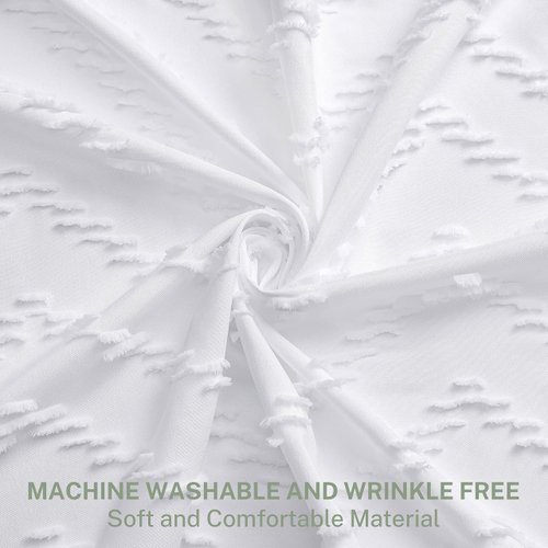 Boho Shower Curtain White Tassel Woven Fabric Shower Curtain Modern Farmhouse Textured Tufted Chevron Striped Minimalist Bathroom Hotel 72 x 72 White