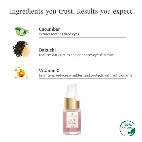 Shankara Anti-age Eye Cream for Women and Men with Roses, Cucumber, Eye Bright, Hazelnut, and Jojoba oil – Perfect Hydrating Eye Cream for Reducing Wrinkles and Dark Circles. (15ml/1 bottle)