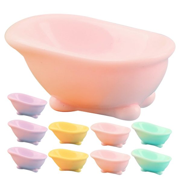 ifundom 10pcs Mini Bathtub Model Dollhouse Miniature Bathtub Bathtub Micro Furniture Models Doll House Accessories Tiny Bathtub Small Planter Makeup Organizer Container Hamster Bathtub