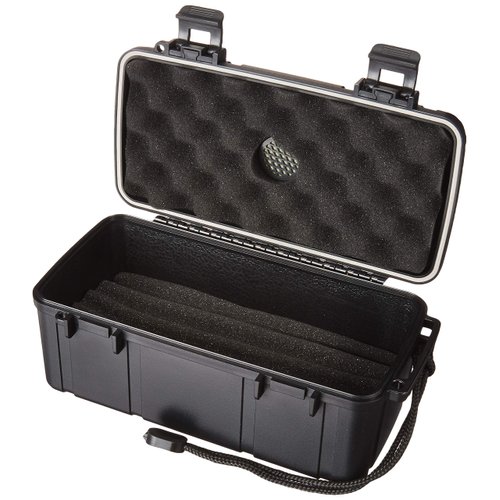 F.E.S.S. FESS F15 Double Clamp Black Cigar Humidor Water Resistant Crush-Proof Air Tight Holder Portable Humidifier Travel Case for up to 10-15 Cigars