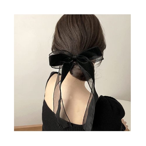 2pcs Black Hair Bows Clips Women Bow Hair Clips Long Velvet Hair Bow Hair Ribbons Tails Bowknot Hair Barrette Snap Hair Clip Hair Accessories Gift for Women Girls Adult