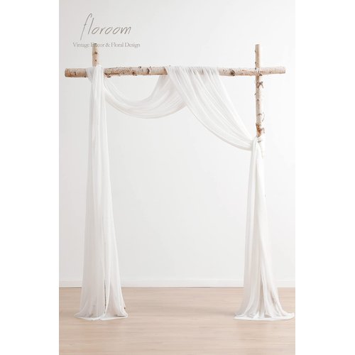 Floroom Wedding Arch Draping Fabric 2 Panels 20Ft White Chiffon Fabric Drapes Arbor Drapery Wedding Ceremony Reception Swag Decorations