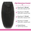 Kinky Straight Clip in Hair Extensions Real Human Hair 8Pcs 120g Kinky Clip Ins Full Head Brazilian Remy Hair Extensions for Women Natural Black Double Weft Hair Extensions Clip Ins 20 Inch