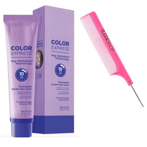 yper SIeekshop Comb + COLOR EXPRESS 10 minute Permanant Cream Hair Color (w/SIeekshop Pink Comb) Dye Haircolor (3N Darkest Brown)