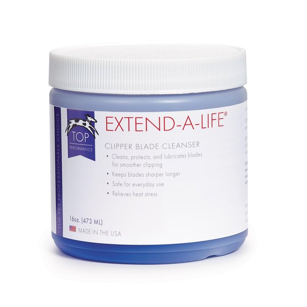 Top Performance Extend-A-Life Blade Rinses — Handy Cleaners for Dog-Grooming Clippers, 16oz ,Black