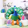 18 Inches Plush Peacock Stuffed Animal Tummy Carrier with 4 Little Plush Peacock Inside Its Zippered Tummy Peacock Cuddly Toy Soft Toy Animals for Birthday Gifts Zoo Party Decor