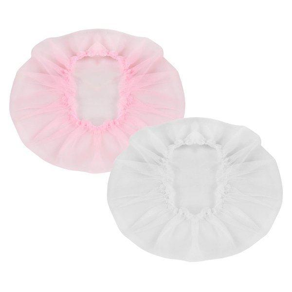 BANDWAGON Women's Mesh Sleep Caps, Set of 2 Ruffle Sleeping Caps Hair Nets Multicolor