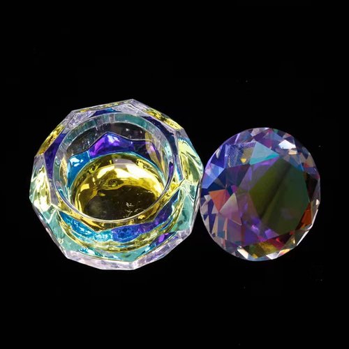 Nail Dappen Dish with Lid, ForSewian Crystal Glass Nail Monomer Dampen Dish Holder for Nail Acrylic Liquid & Powder