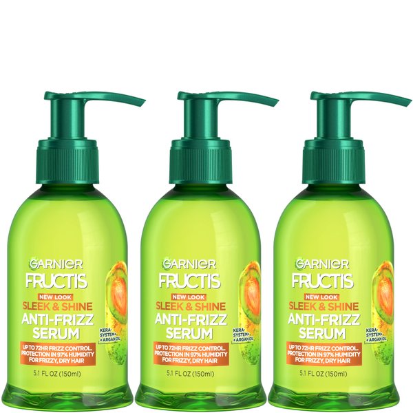 Garnier Fructis Sleek and Shine Anti-Frizz Serum for Frizzy, Dry, Unmanageable Hair, 5.1 Ounce (3 Count)
