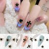editTime Metal Alloy Nail Charms Rhinestones Kit 3D Gold Silver Stars Butterfly Heart Rose Flower Nail Gems Shiny Crystal Rhinestones Diamonds Jewelry (black-30)