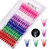 Colored Cluster Lash Extensions 120Pcs 40D 14mm 16mm Mixed Rainbow Colorful Individual Eyelash Salon Party White Purple Pink Cluster Eyelash