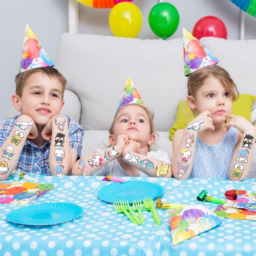 Kitty Birthday Party Supplies, 34Pcs Temporary Tattoos Party Favors, Removable Tattoo Stickers for Goody Bag Treat Bag Stuff for Kawaii Birthday Party Decoration