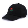 Rose Embroidered Dad Hat Adjustable Women Men Cotton Floral Baseball Cap (Black)
