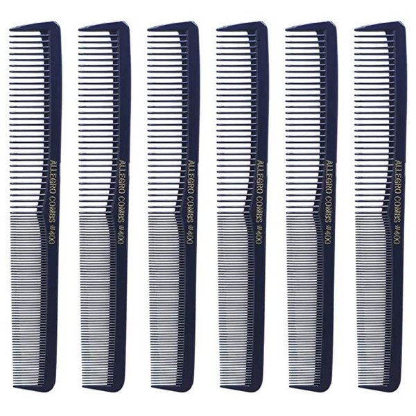 Allegro Combs 400 Barber Comb Hair Cutting Combs Pocket Combs Combs for Hair Stylist Comb Set Styling Comb 6 Pcs. (Dark Blue)