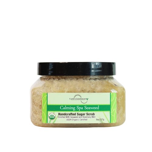 Earth's Enrichments Organic Sugar Scrub Vegan, Peppermint, Rosemary, Seaweed Body Scrub, Exfoliating, Great for Rough, Dry Skin, Lips, Feet and Elbows, Coconut Oil and Avocado Oil, 8oz
