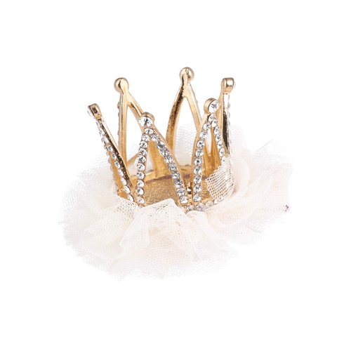 Mobestech Rhinestone Crown Hair Clip for Girls Princess Crown Hair Pin Crystal Tiara Bobby Pins Princess Tiara Hair Barrette for Kids, Beige