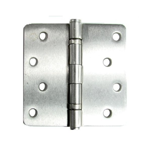 Hinge Outlet Exterior Door Hinges Satin Nickel 4 Inch with 1/4 Inch Radius, 2 Pack
