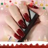 Elevenail Press on Nails Glossy Dark Wine Red False Nails Medium Length Square Fake Fingersnails Daily Manicure Salon DIY Faux Ongles Solid Red Nails Art Tips Gifts for Women Girls