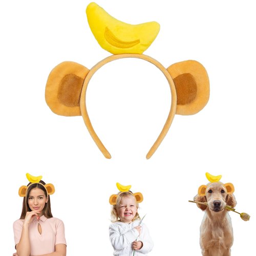 Beviliu Animals Ears Headband Realistic Monkey Ears Headband Fluffy Cat Ears Bunny Ears Dog Costume Halloween Christmas Headband for Washing Makeup Cosplay Party