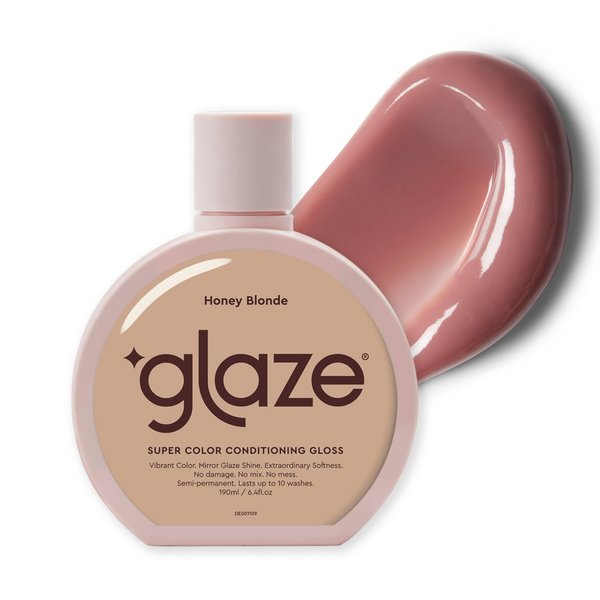 Glaze Super Color Conditioning Gloss Honey Blonde 6.4flo.oz (2-3 Hair Treatments) Award Winning Hair Gloss Treatment & Semi Permanent Hair Dye. No Mix Hair Mask Colorant with Results in 10 Minutes
