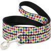 Dog Leash Diamonds White Multi Neon 4 Feet Long 0.5 Inch Wide