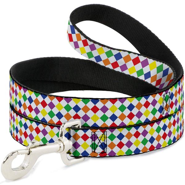 Dog Leash Diamonds White Multi Neon 4 Feet Long 0.5 Inch Wide