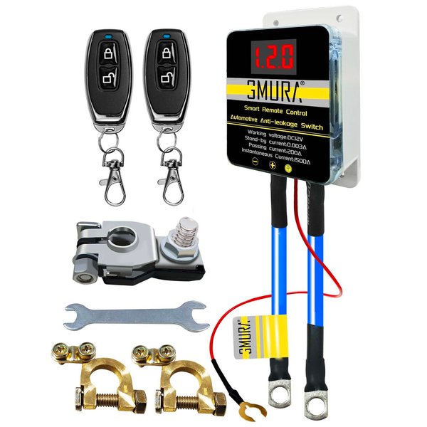 Kill Switch for Car Remote Battery Disconnect Switch 12V 200A with Led Digital Display, Automotive Wireless Remote Control Anti Theft Battery Shut Off Switch Dual Battery Kill Switch for Truck RV ATV