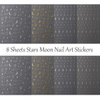 Metallic Moon Star Nail Stickers 8 Sheets Gold Silver Nail Art Stickers 3D Self-Adhesive Cloud Sun Star Nail Art Design Supplies Starlight Moon Charm Nail Decals for Women Acrylic Manicure Decoration
