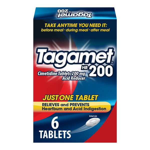 Tagamet HB 200 mg Cimetidine Acid Reducer and Heartburn Relief, 6 Count