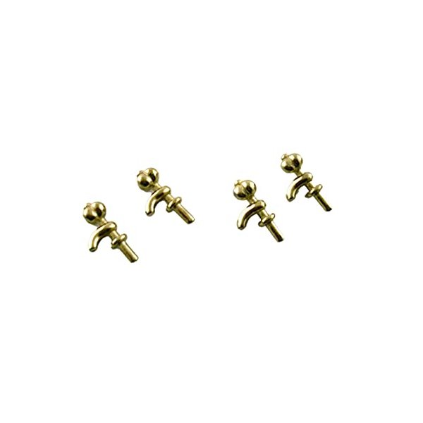 Dolls House Miniature Accessory Spare Parts 4 Metal Taps Faucets Gold Brass