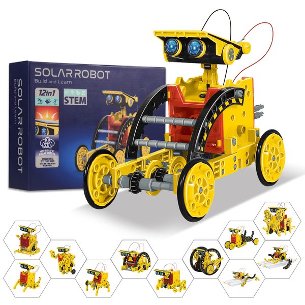 AESGOGO STEM Projects for Kids Ages 8-12, Solar Robot Science Building Kits, Birthday Gifts for 8 9 10 11 12-16 Year Old Boys Girls Teens, Robotics Powered by Sun or Battery(Not Include).