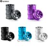 Chanmoo 1/10 RC On Road Wheels Rims 12mm Hex Alloy Aluminum Drift Hubs for 1:10 Rally Racing Car Tires Tamiya TT01 TT02 XV01 TA06 A959 PTG2 HPI KYOSHO HSP PTG2 Touring Street Tyres 4PCS (Titanium)