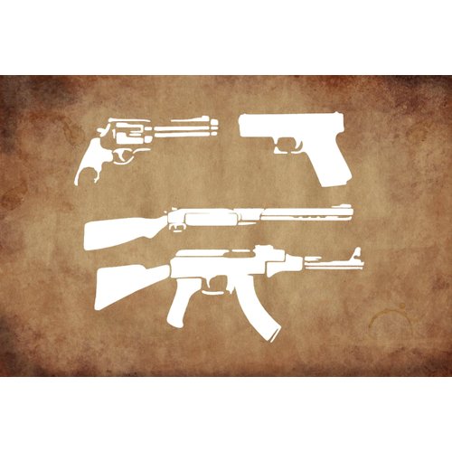 Reusable Guns Stencil 11" x 8.5" - Custom, Durable Design for Tactical and Educational Crafts