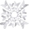 72 Pieces 3D Butterfly Wall Decals Sticker Wall Decal Decor Art Decorations Sticker Set 3 Sizes for Room Home Nursery Classroom Offices Kids Girl Boy Bedroom Bathroom Living Room Decor (Silver)