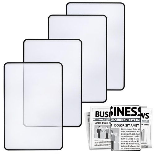 4 Pcs Page Magnifying Sheet 3X Lightweight Optical Plastic Fresnel Lens Bookmark Flat Magnifier for The Elderly and People with Low Vision Books, Bibles, Magazines,Newspaper