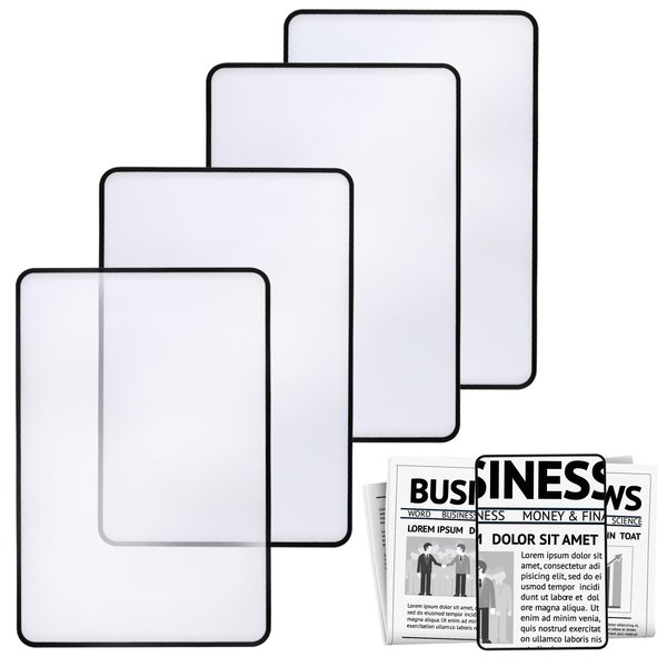 4 Pcs Page Magnifying Sheet 3X Lightweight Optical Plastic Fresnel Lens Bookmark Flat Magnifier for The Elderly and People with Low Vision Books, Bibles, Magazines,Newspaper