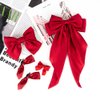 Red Hair Bow - 5PCS Hair Bows for Women Big Red Bow for Hair Oversized Ribbon Bowknot Hairclip Soft Silky Satin Hair Bow Long Tail Hair Bows Clips French Barrette Hair Accessories Gift for Women Girls
