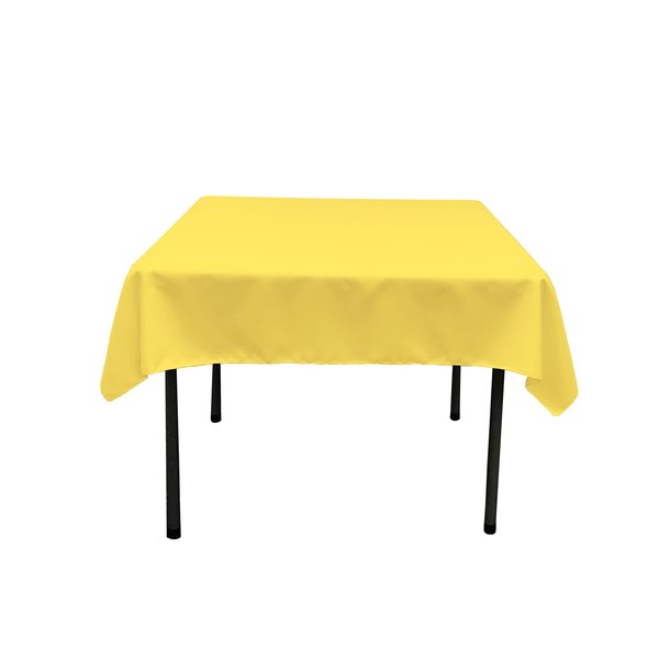 LA Linen Polyester Poplin Washable Square Tablecloth, Stain and Wrinkle Resistant Square Table Cover 52x52, Fabric Table Cloth Square for Dining, Kitchen, Party, Holiday 52 by 52-Inch, Yellow Light