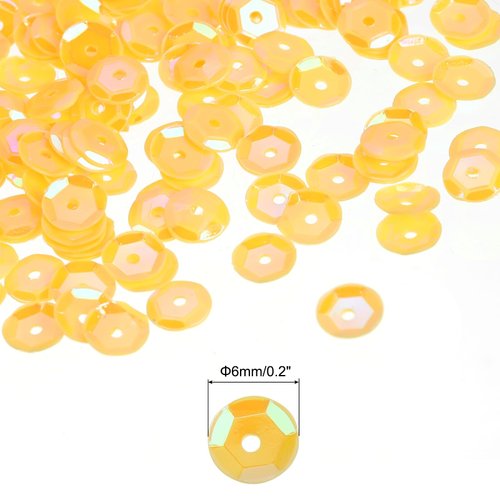 MECCANIXITY Loose Sequins Iridescent Sequins 2400Pcs Cup Sequins Embroidery Sequins for Jewelry Making Crafts Sewing,Yellow