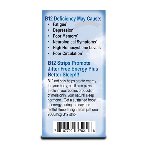 Essential Source Vitamin B12 Strips - Energy Supplement with 2000mcg of Methylcobalamin, B6, Folate & Biotin - Support Nerve & Brain Health, Stress Relief, Sleep - Winter Berry Flavor, 90 Day Supply