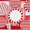 Carnival Circus Party Supplies, Red and White Strips Party Decorations, Includes Napkins, Cups, Plates, Knives, Forks, Spoons, Carnival Tablecloth, Flag, for Birthday, Carnival, Baby Shower,