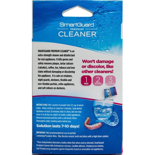 SmartGuard Premium Cleaner Crystals –(110 Cleanings)- Removes Stain, Plaque &amp; Bad Odor from Dentures, Clear Braces, Mouth Guard, Night Guard &amp; Retainers.