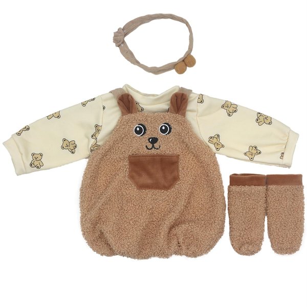 AISITE 18-22 inch Doll Clothes and Accessories - 4 Piece Cute Bear Rompers Tops Headband and Socks Set, Dolls NOT Included