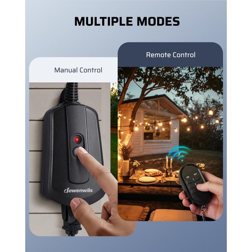 DEWENWILS Outdoor Wireless Remote Control Outlet Kit, Waterproof Electrical Plug for Indoor Outdoor Lights, Separately Controlled 3 Pack Receivers, 100 Feet RF Signal, UL Listed