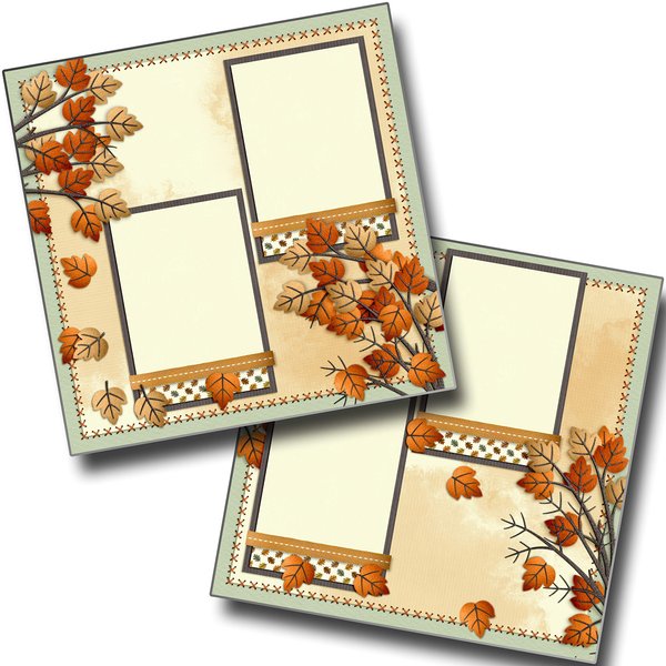 Fall Leaves - Premade Scrapbook Pages - EZ Layout 4372