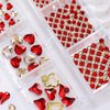 767pcs Red Heart Nail Art Charms Gems Nail Art Supplies 3D Crystal Flatback Rhinestone for Valentines Nail Art Decoration Round Beads Diamonds Jewels Design Acrylic Nails Faces DIY Crafts