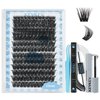 KevKev Lash Extension Kit 168Pcs Lash Clusters Kit DIY Eyelash Extension Kit Lash Bond and Seal Lash Applicator Tool Lash Remover for Eyelash Extensions(Cirrus,D-8-18mix)